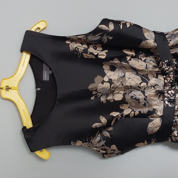 NWOT Donna Ricco black and silver floral brocade midi dress, size 16 - Picture 12 of 12